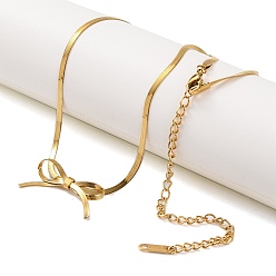 Настоящее золото 14K Ионное покрытие (IP) 304 кулон из нержавеющей стали с бантом и змеиной цепочкой, ожерелья для женщин, реальный 14 k позолоченный, 12.64 дюйм (32.1 см)