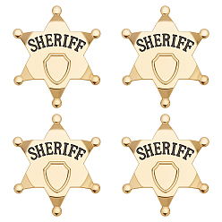 Золотой 4 шт. брошь-булавка в виде звезды из сплава со словом «шериф» для аксессуаров к костюму, золотые, 63.5x56 мм