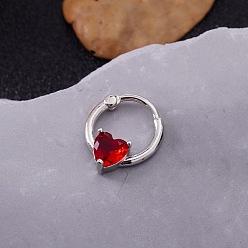 Сердце 316l Кольца для носа из нержавеющей стали с микропаве из кубического циркония, сердце, внутренний диаметр: 10 мм, штифты : 1.2 мм