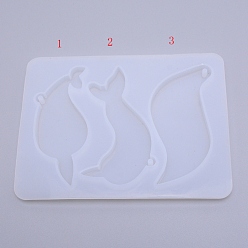 White Self Defence Keychain Silicone Molds, Non-Contact Door Opener Silicone Mold, for Door Handles, Elevator Buttons and Public Equipment, White, 158x120x10mm