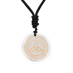 Хрусталь Ожерелья с подвесками из натурального кварца трикетра/тройственный узел, Ожерелье-амулет с руническими словами Одина, скандинавского викинга и веревки, 12.99 дюйм (33 см)