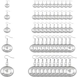 Нержавеющая Сталь Цвет Сделай сам серьги, с настройками 304 подвесного кабошона из нержавеющей стали, 316 хирургические крючки для серег из нержавеющей стали, Кабошоны из стекла, цвет нержавеющей стали, 82x82x27 мм