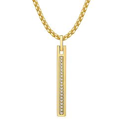 Golden 304 Stainless Steel Crystal Rhinestone Pendant Necklaces, Rectangle, Golden, 23.62 inch(60cm)