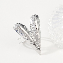 Нержавеющая Сталь Цвет 304 из нержавеющей стали манжеты кольца, сердце, цвет нержавеющей стали, 25x33 мм, внутренний диаметр: 17 мм