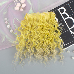 Yellow High Temperature Fiber Long Instant Noodle Curly Hairstyle Doll Wig Hair, for DIY Girl BJD Makings Accessories, Yellow, 150mm