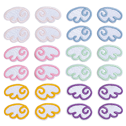 (52) Непрозрачная лаванда 12 шт. полиэстеровая вышивка с крыльями, пришитые на ткань, швейные украшения, разноцветные, 22.5x33.5x1.5 мм