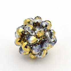 с Золотистым Покрытием Полукруглые круглые плетеные бусины из прозрачного стекла rondelle, кассетные шарики, с золотым покрытием, 14 мм, бусины : 4 мм