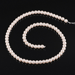 Ghost White Eco-Friendly Dyed Glass Pearl Beads Strands, Grade A, Round, Cotton Cord Threaded, Ghost White, 6mm, Hole: 1.2~1.5mm, about 70pcs/strand, 15.7 inch