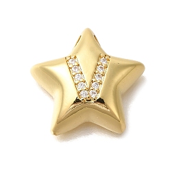 Letter V Стойка металлическая латунная микропрофилированная кубическая циркония подвески, долговечный, без кадмия и без свинца, буквы, реальный 18 k позолоченный, Буква V, 15.5x16.5x5.5 мм, отверстие : 3 мм