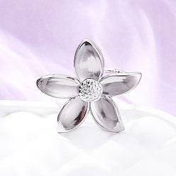 Нержавеющая Сталь Цвет 304 из нержавеющей стали манжеты кольца, цветок, цвет нержавеющей стали, 23x22 мм, внутренний диаметр: 18 мм