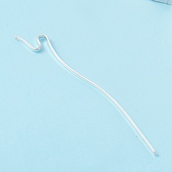 Серебро Латунь волос палочки, твист, с формой, заколки для прически, серебряные, 145x3x1.5 мм, отверстие : 1.6 мм