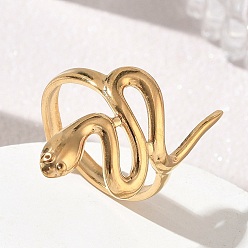 Golden 304 Edelstahlmanschetten mit offenen Ringen, Schlange, golden, 32 mm, Innendurchmesser: 19 mm