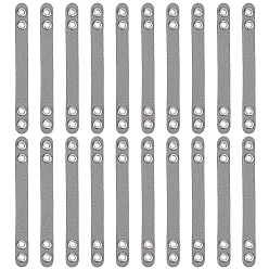 Gray 20Pcs Imitation Leather Bag Webbing Straps with Silver Color Plated Metal Eyelets for Bag Accessories, Gray, 82~84x8x3mm