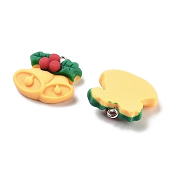 Christmas Bell Подвески из непрозрачной смолы на рождественскую тематику, рождественские прелести, Рождественский колокольчик, 22x23x7.5 мм, отверстие : 2 мм