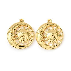 Луна 304 подвески из нержавеющей стали, реальный 18 k позолоченный, луна и солнце, 29x25.5x3 мм, отверстие : 1.8 мм