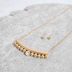 Кристалл 304 комплекты из серег-гвоздиков и ожерелий с подвесками из нержавеющей стали со стразами, труба и плоский круг, кристалл, 17.72 дюйм (45 см)