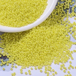 (RR422) Непрозрачный Желтый Блеск Миюки круглые бусины рокайль, японский бисер, 11/0, (rr 422) непрозрачный желтый блеск, 11/0, 2x1.3 мм, Отверстие : 0.8 мм , около 5500 шт / 50 г