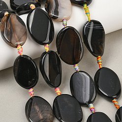 Черный Природные Агат бисера нити, окрашенные, плавное падение, чёрные, 30x20~22x6 мм, отверстие : 2 мм, около 11 шт / нитка, 14.2 дюйм