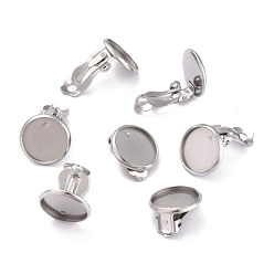 Нержавеющая Сталь Цвет Не тускнеет 304 застежка-клипса из нержавеющей стали, плоско-круглые, цвет нержавеющей стали, 16x14x8 мм, отверстие : 3 мм, лоток : 12 мм