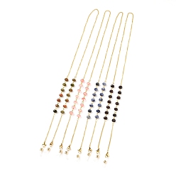 Смешанные камни 304 цепочки для очков из нержавеющей стали, шейный ремешок для очков, со смешанным камня, застежки-клешни и резиновые петли на концах, золотые, 27.75 дюйм (70.5 см)