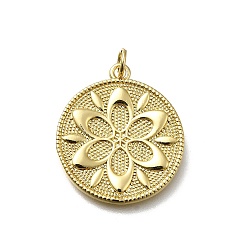 Цветок Латунные подвески, плоско-круглые, без кадмия и без свинца, стойки покрытие, долговечный, реальный 18 k позолоченный, с целью перехода в кольце, цветок, 25x22x2 мм, отверстие : 3.5 мм