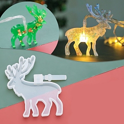 White DIY Christmas Lights Silhouette Silicone Molds, Resin Casting Molds, Clay Craft Mold Tools, Christmas Reindeer/Stag/Deer, White, 68x70x11mm, Hole: 5mm