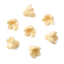 Wheat Dyed Synthetic Coral Carved Beads, Flower, Wheat, 13~13.5x14.5~15mm, Hole: 1.5~1.6mm