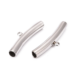 Stainless Steel Color Curved 304 Stainless Steel Tube Tube Bails, Loop Bails, Bail Beads, Stainless Steel Color, 32~33.5x8mm, Hole: 2mm