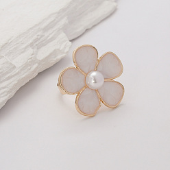 Цветок Элегантные геометрические регулируемые кольца из цинкового сплава для женщин, аксессуар для вечеринок, золотые, цветок, 30 мм