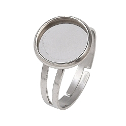 Нержавеющая Сталь Цвет 304 компоненты манжетного кольца из нержавеющей стали, настройки кольца чашки безеля, плоско-круглые, цвет нержавеющей стали, лоток : 12 мм, 10 мм внутренним диаметром, Кольцо: 17 mm