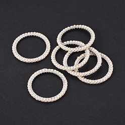 Seashell Color MIYUKI & TOHO Handmade Japanese Seed Beads, with 304 Stainless Steel Link Rings, Loom Pattern, Ring, Silver, Seashell Color, 22~23x1.7mm