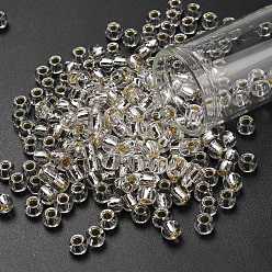 (21) Silver-Lined Transparent Crystal Clear Тохо 3/0 круглые бусины, японский бисер, (21) Прозрачный кристально чистый, 5.5 мм, отверстие : 1.9 мм, Около 300 шт / 50 г