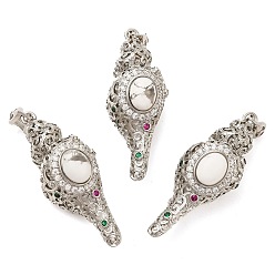 Говлит Природные подвески Говлит, стойка покрытие латунь цветные стразы форма раковины подвески, без свинца и без кадмия, платина, 49x20x19 мм, отверстие : 7x3 мм