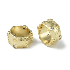 Настоящее золото 18K Стойки обшивки латунные бусины, бусины с большим отверстием, долговечный, без свинца и без кадмия, реальный 18 k позолоченный, 13x6.5 мм, отверстие : 9.5 мм