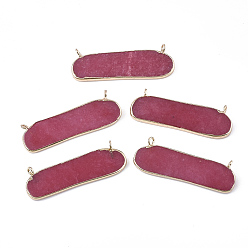 Белый Нефрит Гальваническое покрытие из белого нефрита, с железной фурнитурой, окрашенные, овальные, золотые, 13~14x40.5x3~4 мм, отверстие : 1.8 мм