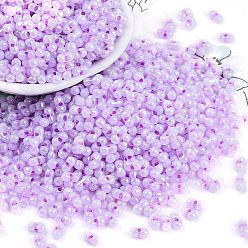 Лиловый Блестящие стеклянные бусины, арахис, сирень, 3.5x6x3.5 мм, отверстие : 0.8 мм, Около 4500 шт / фунт
