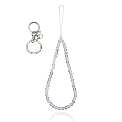 Опал Брелок с застежкой-карабином из опалового и железного сплава, с оплеткой нейлоновой нити, 27~27.5 см