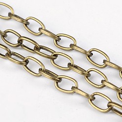 Antique Bronze Iron Cable Chains, Unwelded, with Spool, Flat Oval, Flat Oval, Lead Free and Nickel Free, Antique Bronze, 6.9x3.8x0.9mm, about 164.04 Feet(50m)/roll