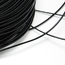 Black Round Cowhide Leather Cord, Leather Rope String for Bracelets Necklaces, Black, 5mm, about 100yard/bundle