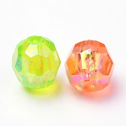 Mixed Color Eco-Friendly Transparent Acrylic Beads, Faceted, Round, AB Color, Mixed Color, 8mm, Hole: 1.5mm, about 2000pcs/500g