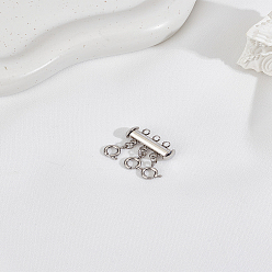 Stainless Steel Color 1PC 304 Stainless Steel Slide Lock Clasps, Peyote Clasps, with Spring Clasps and Loops, Tube, for Jewelry Making, 3-Strand,6 -Hole, Stainless Steel Color, 21x20x7mm, Hole: 1.5mm