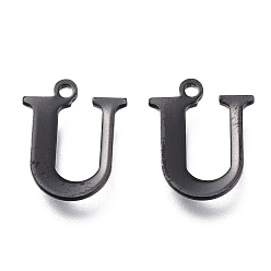 Letter U 304 прелести нержавеющей стали, лазерная резка, алфавит, электрофорез черный, letter.u, 12x10x0.8 мм, отверстие : 1 мм