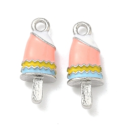 Платина Подвески из эмали и сплава, мороженое на палочке прелести, платина, 19.5x7.5x4.5 мм, отверстие : 1.8 мм