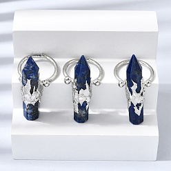 Ляпис-Лазурь Кольца-манжеты для женщин из натурального лазурита и латуни., окрашенные, платина, колонна в форме остроконечного конуса, 41~47x9.5~11.5 мм, внутренний диаметр: 18~19 мм