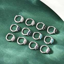 Платина Латунные микро проложить серьги обруча кубического циркония, снежинка, без кадмия и без свинца, стойки покрытие, долговечный, платина, 11x7.5x13 мм