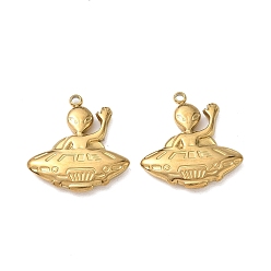 Chapado en Oro Real 18K 304 colgantes de acero inoxidable, Amuletos de extraterrestres y naves espaciales, revestimiento de iones (ip), real 18 k chapado en oro, 23x21x3.4 mm, agujero: 1.6 mm
