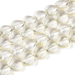 Светло-желтый Краска для выпечки, прозрачные стеклянные бусины, нити, сердце, светло-желтый, 9.5~10x10.5x5~5.5 мм, отверстие : 0.8~0.9 мм, около 70 шт / нитка, 25.59~26.38 дюйм (65~67 см)