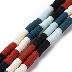 Черный Ручной полимерные нити глины шарик, плоско-круглые, Heishi бусы, чёрные, 4x0.5~2 мм, отверстие : 1.2 мм, около 350~360 шт / нитка, 15.16~15.47 дюйм (38.5~39.3 см)