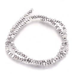Platinum Plated Electroplate Non-magnetic Synthetic Hematite Bead Strands, Frosted, Rhombus, Platinum Plated, 3x4x2mm, Hole: 1mm, about 158~160pcs/strand, 15.3 inch~15.5 inch(39~39.5cm)