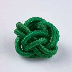 Green Polyester Weave Beads, Round, Green, 6.5x4.5mm, Hole: 4mm